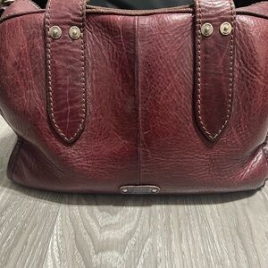 Frye Oxblood Leather Satchel Barrel Bag Vintage